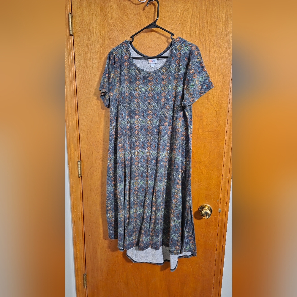 LuLaRoe Geometric Patterned Maxi Dress - Blue and Orange